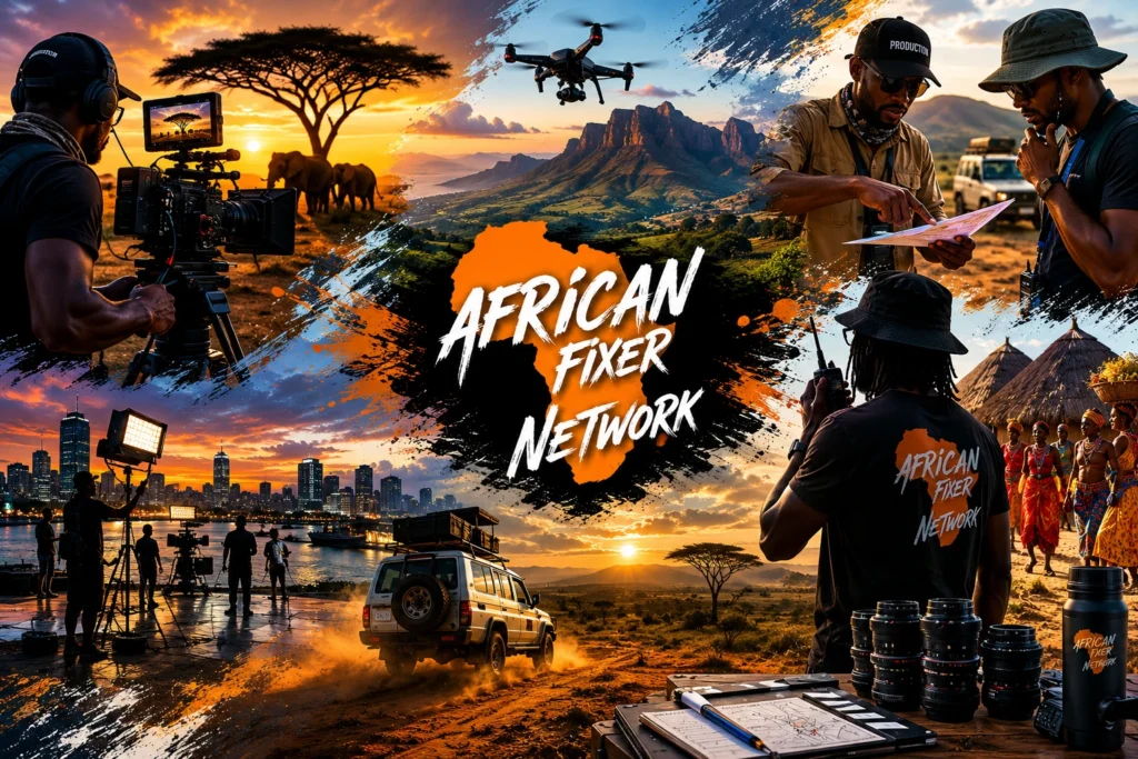 African Fixer Network — film crews, camera teams, drones and 4x4 production vehicles on location across Africa
