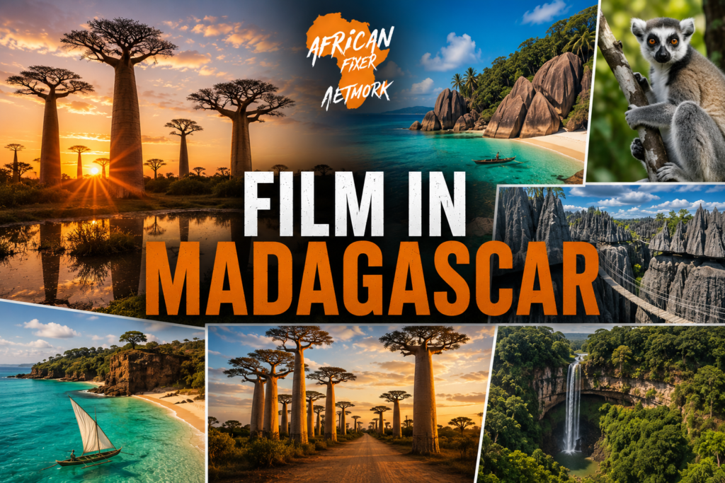Filming in Madagascar - Avenue of the Baobabs, lemurs, Tsingy stone forest, beaches and waterfall filming locations