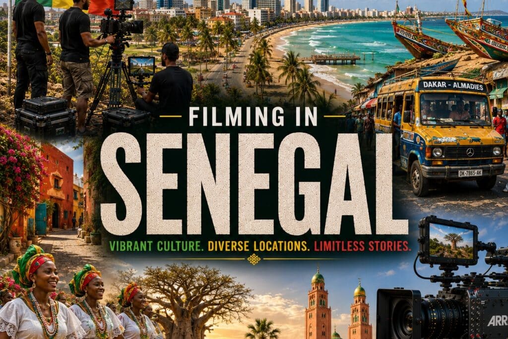 Filming in Senegal — Dakar, Gorée, Lac Rose, pirogues, culture and a film crew collage